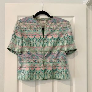 Papell Boutique vintage silk short sleeve jacket size 8 medium